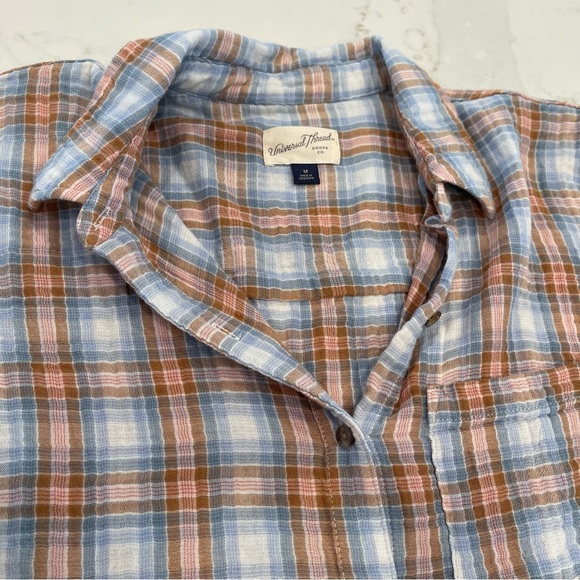 Universal Thread blue & orange lightweight button down shirt - Picture 7 of 15